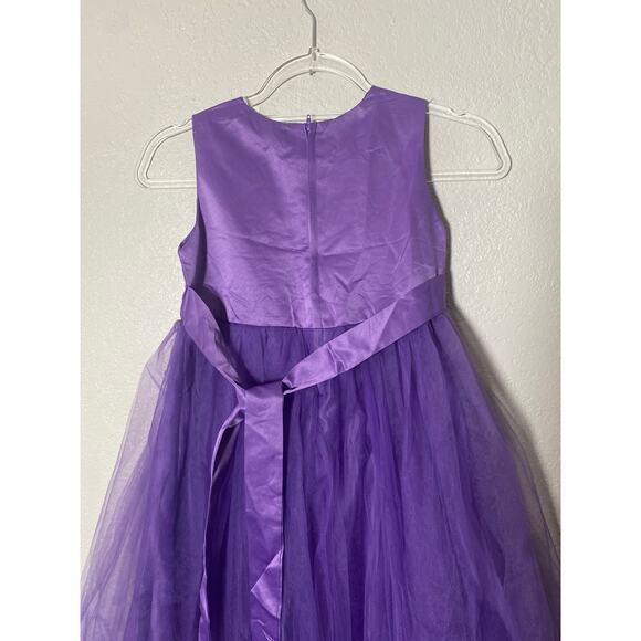 Flower Girl Dress Formal Dress Floral Embroidered Tulle Satin Dress Size 8-9 - Picture 3 of 7